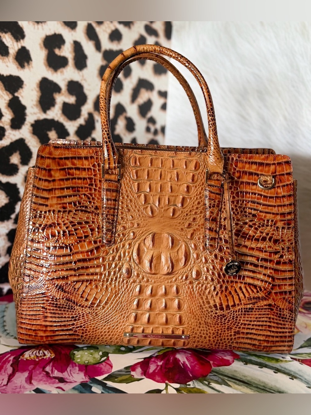 Brahmin Finley CARRYALL Toasted Almond NWT BROWN LARGE BEAUTIFUL TOTE